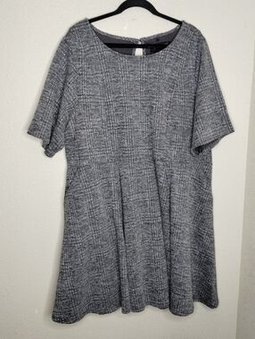 Torrid Women Mini Studio Double Knit Skater Dress Gray Plaid Plus Size 4X